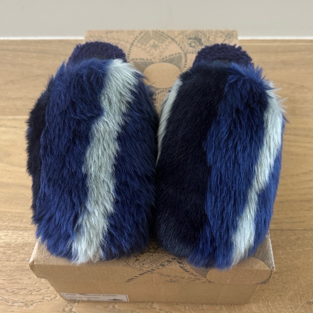 Free People Blue and Black Fur Slippers - Picture 3 of 12